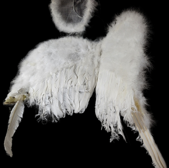 🎃 Feather Angel Wings Costume Accessories Halloween with Halo headband cosplay - Picture 5 of 11